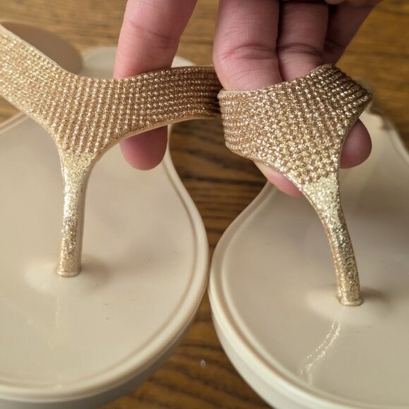 Ella Morini rose gold bejewelled sandals flip flops - Picture 6 of 6